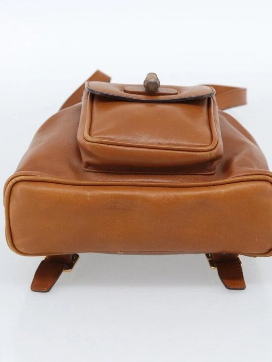 GUCCI Bamboo Backpack Leather Brown Gold Auth ka4595 main image 7